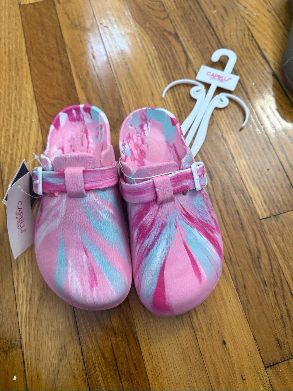Capelli of New York Pink & Aqua Tie-Dye Kids Clog Slippers
